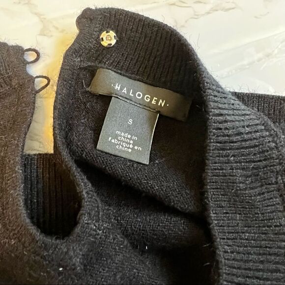NWOT Halogen Black Crewneck Sweater with Removable Faux Pearl Collar Small - Picture 10 of 10